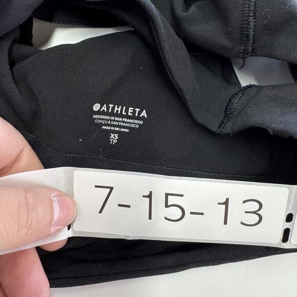 Athleta Sports Bra Womens XS Black High Neck Racerback Cutout Wrap Hem Crop Top - Picture 3 of 5